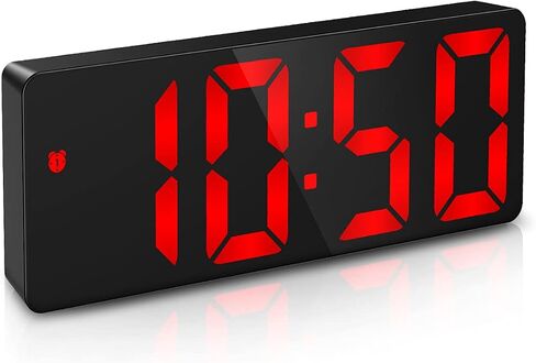 Oria LED Clock ، المنبه الرقمي ، الساعة الكبيرة عرض المكتب LED مع غفوة ، 3 سطوع قابل للتعديل ، موانئ شحن USB لغرفة النوم ، المكتب ، الأحمر in Saudi Arabia