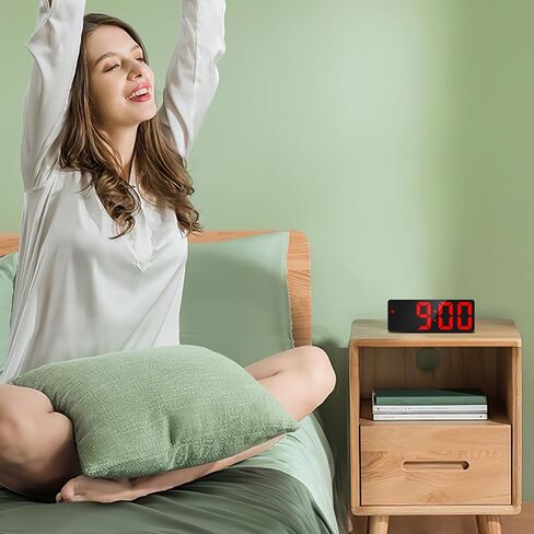 Oria LED Clock ، المنبه الرقمي ، الساعة الكبيرة عرض المكتب LED مع غفوة ، 3 سطوع قابل للتعديل ، موانئ شحن USB لغرفة النوم ، المكتب ، الأحمر in Saudi Arabia