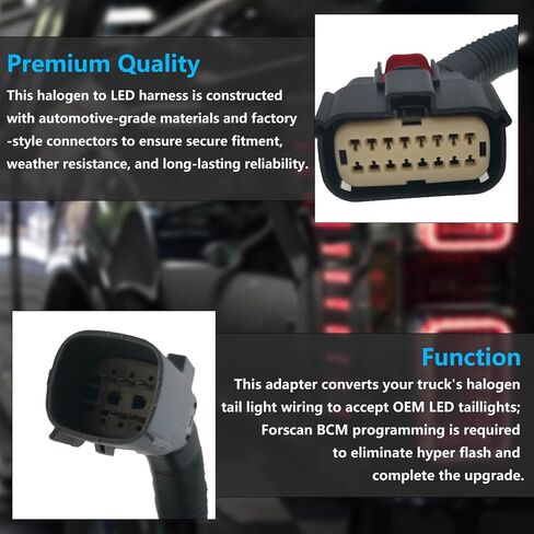 2pcs هالوجين إلى محول توصيل موصل محول تسخير التحويل الخلفي LED ، يناسب شاحنات Ford F-150 2018-2020 ، يتطلب Halogen w/o bliss LED forscan (غير متضمن) in Saudi Arabia