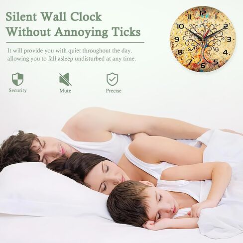 Vintage Wall Clocks Battery Operated,Life of Tree Clock for Living Room,Decorative Wall Clock for Living Room,Bedroom,Bathroom,Kitchen,10 Inch in Kuwait