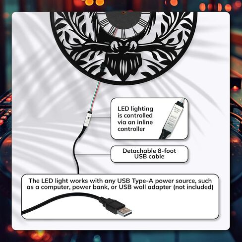 Alice Vinyl Record Wall wall مع ضوء LED ، فكرة هدية فريدة من نوعها ، ديكور القط ، أسود in Saudi Arabia