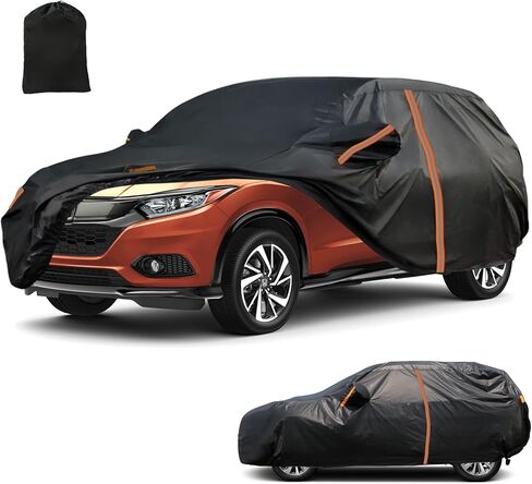Waterproof SUV Car Cover Custom Fit for 2016-2022 Honda HR-V, All Weather Outdoor SUV Car Covers with Zipper Door, Windproof Bands Cover,Reflective Strip for Snow Rain Dust Cover,Sun UV Protection in Kuwait