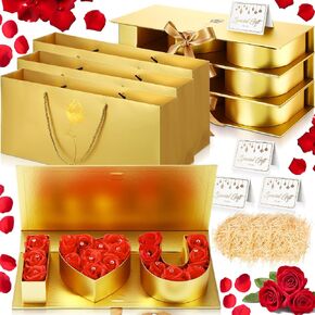 3 Set I Love You Box Cardboard 3 Fillable Flower Box 3 Bags 3 Greeting Cards Raffia Paper Shreds for DIY Mother's Day Wedding Bridal Shower Birthday Chocolate Packaging(Red) in Saudi Arabia