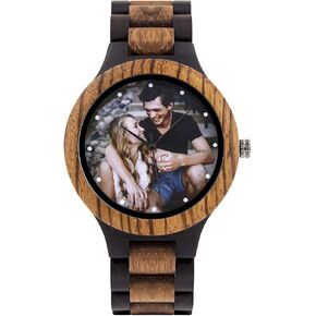 Personalized Customized Wooden Watch for Men Original Engraved Photo Natural Wood Watches with Adjustable Wristband for Birthday Anniversary Present for Husband Dad Son or Boyfriend (Colorful) in Saudi Arabia