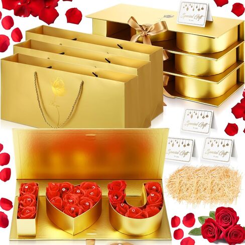 3 Set I Love You Box Cardboard 3 Fillable Flower Box 3 Bags 3 Greeting Cards Raffia Paper Shreds for DIY Mother's Day Wedding Bridal Shower Birthday Chocolate Packaging(Red) in Saudi Arabia