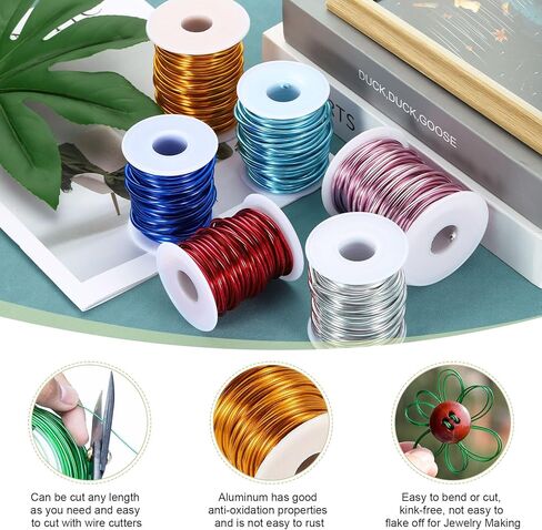 Harfington 18 Gauge Aluminium Craft Wire 1.0mm 98.5ft مرنة قابلة للانحناء المجوهر in Kuwait