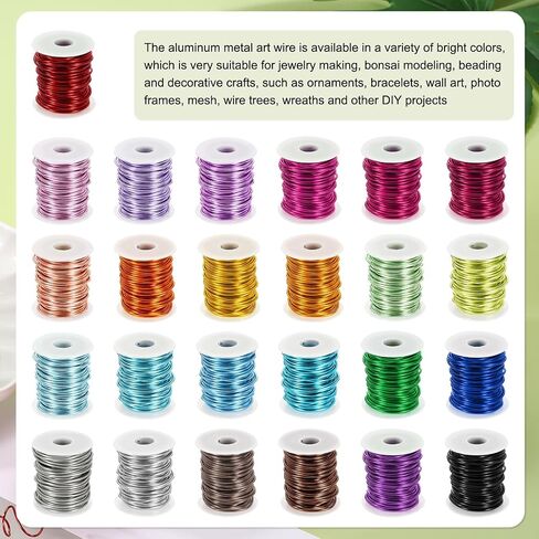 Harfington 18 Gauge Aluminium Craft Wire 1.0mm 98.5ft مرنة قابلة للانحناء المجوهر in Kuwait