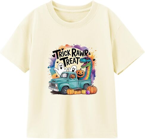 Halloween Shirts for Kids Boys Girls Toddler Halloween Shirt Pumpkin Shirts Ghost Clothes Short Cotton Sleeve Tee 2T-8Y in Kuwait