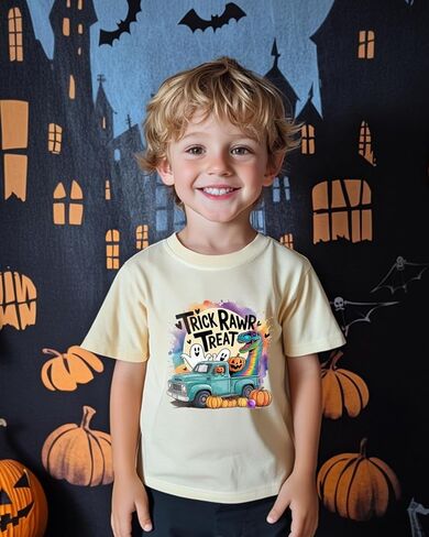 Halloween Shirts for Kids Boys Girls Toddler Halloween Shirt Pumpkin Shirts Ghost Clothes Short Cotton Sleeve Tee 2T-8Y in Kuwait