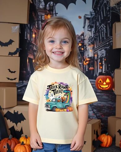 Halloween Shirts for Kids Boys Girls Toddler Halloween Shirt Pumpkin Shirts Ghost Clothes Short Cotton Sleeve Tee 2T-8Y in Kuwait