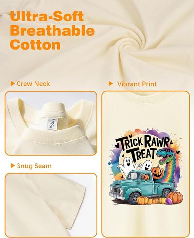 Halloween Shirts for Kids Boys Girls Toddler Halloween Shirt Pumpkin Shirts Ghost Clothes Short Cotton Sleeve Tee 2T-8Y in Kuwait