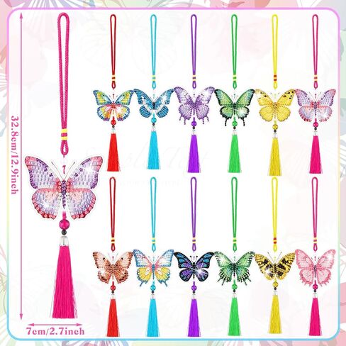 Jenpen 12 PCS Diamond Painting Arments Sun Catchers Mandala Flower Diamond Art Ornament للسيارة ذات الوجهين على الوجهين. in Kuwait