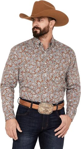 ROPER MENS Orange 100 ٪ Cotton Copper Spring Paisley BD L/S Shirt in Saudi Arabia