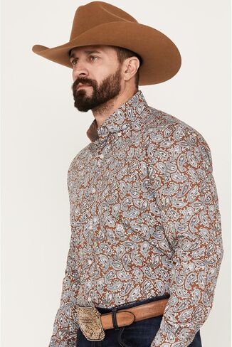 ROPER MENS Orange 100 ٪ Cotton Copper Spring Paisley BD L/S Shirt in Saudi Arabia