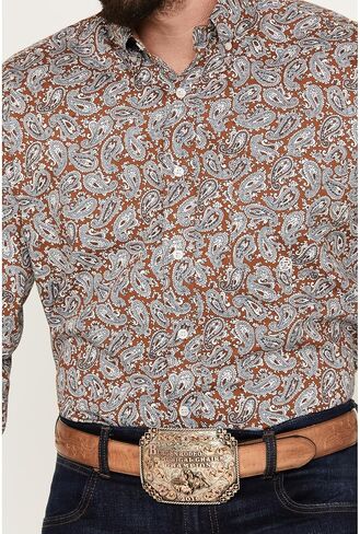 ROPER MENS Orange 100 ٪ Cotton Copper Spring Paisley BD L/S Shirt in Saudi Arabia