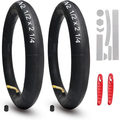 2Pcs 12 1/2 x 2 1/4 Inner Tube with CR202 Valve Stem Compatible with 12x2.125 12.5 x 2.25 Most Electric Bike/Bike/Scooter, 12" Heavy Duty Bike Tube with 47pc Reflective Stickers, 2 Tire Levers in Kuwait