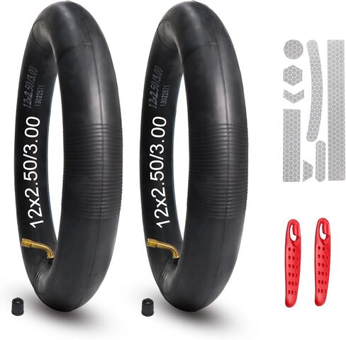 2Pcs 12 1/2 x 2 1/4 Inner Tube with CR202 Valve Stem Compatible with 12x2.125 12.5 x 2.25 Most Electric Bike/Bike/Scooter, 12" Heavy Duty Bike Tube with 47pc Reflective Stickers, 2 Tire Levers in Kuwait