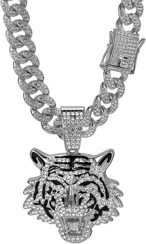 Miami Necklaces Cuban Pedant Necklace, Iced Out Bling Diamond Jewelry Silver/Gold Hip Hop Cuban Link Chains for Men Women in Kuwait