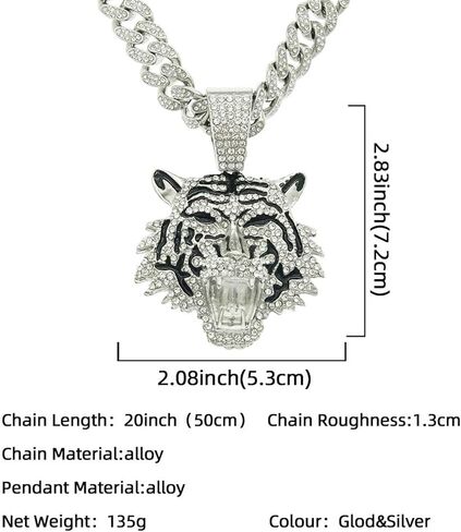 Miami Necklaces Cuban Pedant Necklace, Iced Out Bling Diamond Jewelry Silver/Gold Hip Hop Cuban Link Chains for Men Women in Kuwait