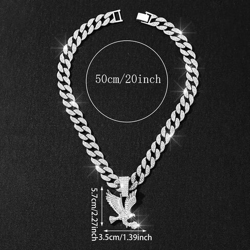 Miami Necklaces Cuban Pedant Necklace, Iced Out Bling Diamond Jewelry Silver/Gold Hip Hop Cuban Link Chains for Men Women in Kuwait