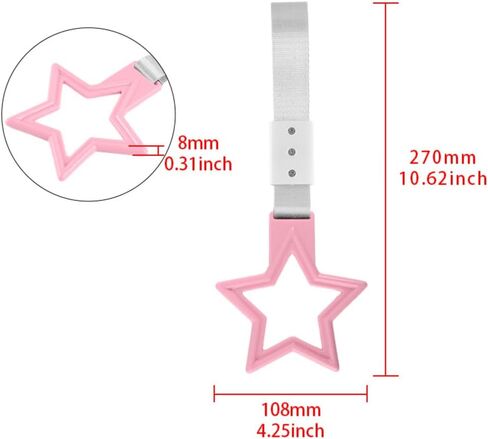 Q1-Tech ، JDM Tsurikawa Ring اليابانية Subway Train Car Car Car Care Cute Star على شكل نجمة على شكل حرف يدوي خلف حلقات تحذير من المصد الأمامي للسيارة Drift Car Posozoku (أسود/أسود) in Saudi Arabia