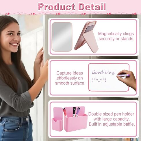 18Pcs Locker Accessories, Pink Locker Decoration for Girls, Back to School Essentials Magnetic Locker Organizer, Mirror, Whiteboard, Pen Holder, Magnetic Picture Frame and Magnets in Kuwait