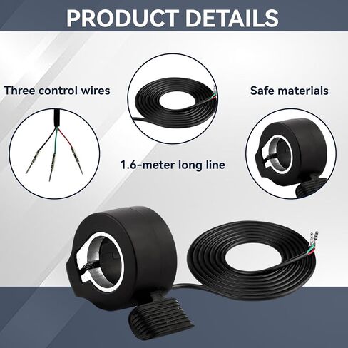 E-Bike Thumb Throttle 130X, Electric Scooter Throttle 12-72V SM Plug E-Bike Right/Left Hand Accelerator E Bike Speed Control for Electric Bicycle Scooter Accessories in Saudi Arabia