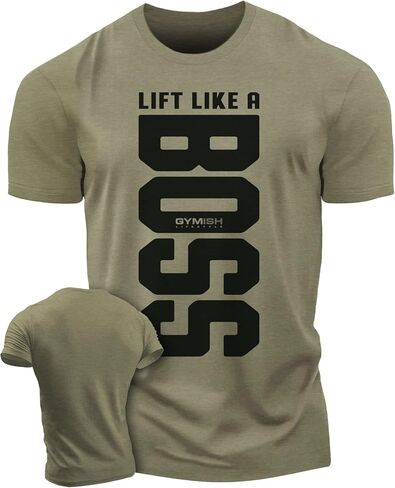 Lift Like a Boss Workout Gym Motivational T-Shirt for Men Funny Tee in Saudi Arabia