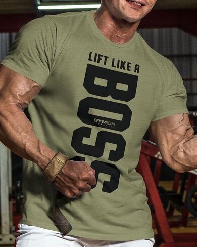 Lift Like a Boss Workout Gym Motivational T-Shirt for Men Funny Tee in Saudi Arabia