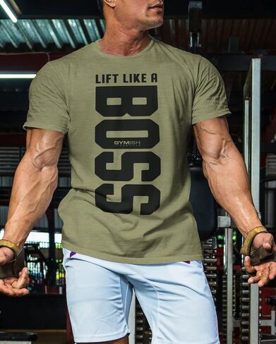 Lift Like a Boss Workout Gym Motivational T-Shirt for Men Funny Tee in Saudi Arabia