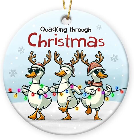 زخارف عيد الميلاد المضحكة موس - 2025 زخرفة مزدوجة من الخزانة الخزفية ، موسع الصيد ، هدايا عاشق الحيوانات للأطفال ، الحلي المعلقة عيد الميلاد السيراميك ، هدايا مضحكة للمزارع in Kuwait