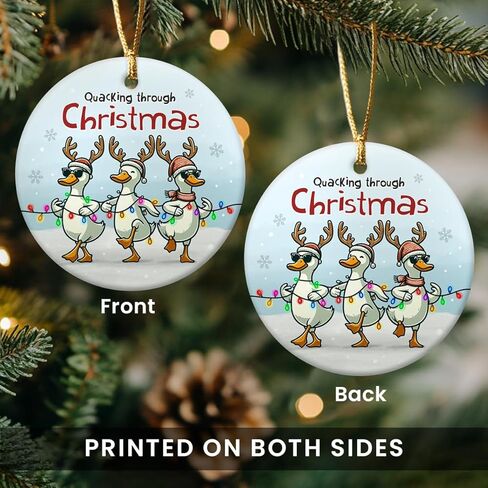 زخارف عيد الميلاد المضحكة موس - 2025 زخرفة مزدوجة من الخزانة الخزفية ، موسع الصيد ، هدايا عاشق الحيوانات للأطفال ، الحلي المعلقة عيد الميلاد السيراميك ، هدايا مضحكة للمزارع in Kuwait