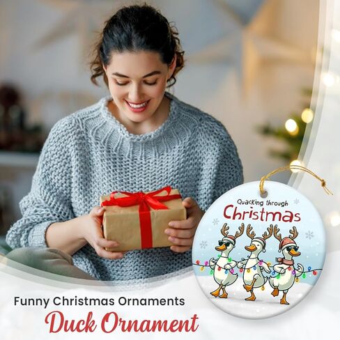 زخارف عيد الميلاد المضحكة موس - 2025 زخرفة مزدوجة من الخزانة الخزفية ، موسع الصيد ، هدايا عاشق الحيوانات للأطفال ، الحلي المعلقة عيد الميلاد السيراميك ، هدايا مضحكة للمزارع in Kuwait