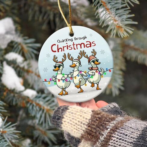 زخارف عيد الميلاد المضحكة موس - 2025 زخرفة مزدوجة من الخزانة الخزفية ، موسع الصيد ، هدايا عاشق الحيوانات للأطفال ، الحلي المعلقة عيد الميلاد السيراميك ، هدايا مضحكة للمزارع in Kuwait