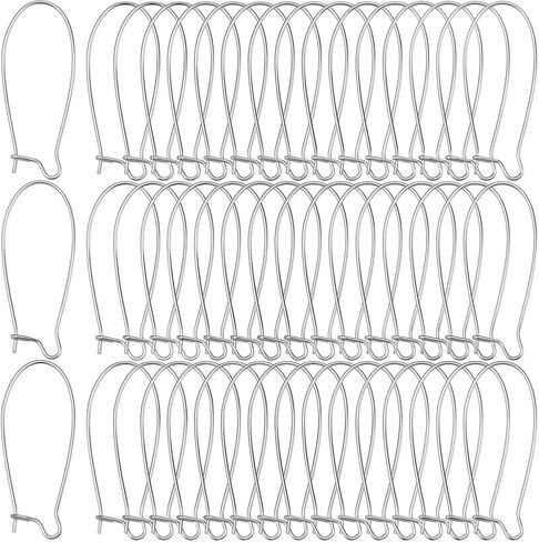 1 Box 120Pcs Kidney Wire Earring Hooks Silver Ear Wires Stainless Steel Drop Long U Shaped Hoop Earwires Teardrop Dangle Earring Findings for Jewelry Making Supplies DIY Craft Women Beginner in Saudi Arabia
