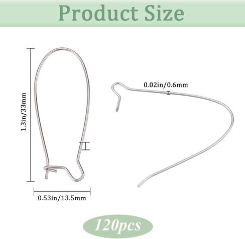 1 Box 120Pcs Kidney Wire Earring Hooks Silver Ear Wires Stainless Steel Drop Long U Shaped Hoop Earwires Teardrop Dangle Earring Findings for Jewelry Making Supplies DIY Craft Women Beginner in Saudi Arabia
