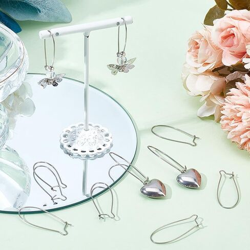 1 Box 120Pcs Kidney Wire Earring Hooks Silver Ear Wires Stainless Steel Drop Long U Shaped Hoop Earwires Teardrop Dangle Earring Findings for Jewelry Making Supplies DIY Craft Women Beginner in Saudi Arabia
