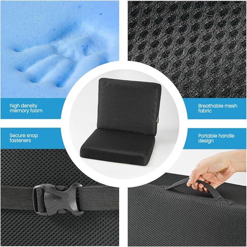 Gilbins Foam Seat Cushion Chair Chair 18 × 16 × 3 لكرسي المكتب ومقعد السيارة والكراسي المتحركة والسفر ، مع غطاء قابل للغسل السوداء in Kuwait