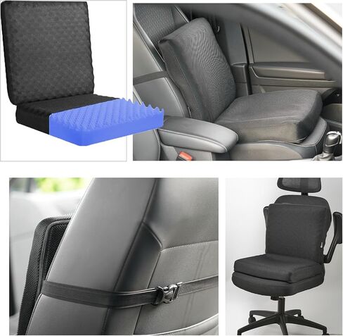 Gilbins Foam Seat Cushion Chair Chair 18 × 16 × 3 لكرسي المكتب ومقعد السيارة والكراسي المتحركة والسفر ، مع غطاء قابل للغسل السوداء in Kuwait