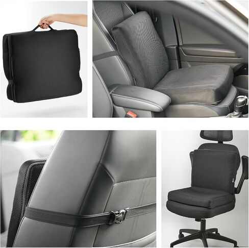 Gilbins Foam Seat Cushion Chair Chair 18 × 16 × 3 لكرسي المكتب ومقعد السيارة والكراسي المتحركة والسفر ، مع غطاء قابل للغسل السوداء in Kuwait