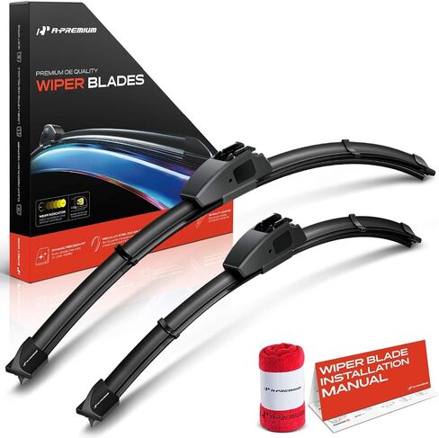 A-Premium Pack of 2 Windshield Wiper Blades with Wear Indicator & Towel - Compatible with Nissan Frontier 2005-2024, Pathfinder 2005-2012, Xterra 2005-2015 - 24" and 18", Hook, Left and Right in Saudi Arabia