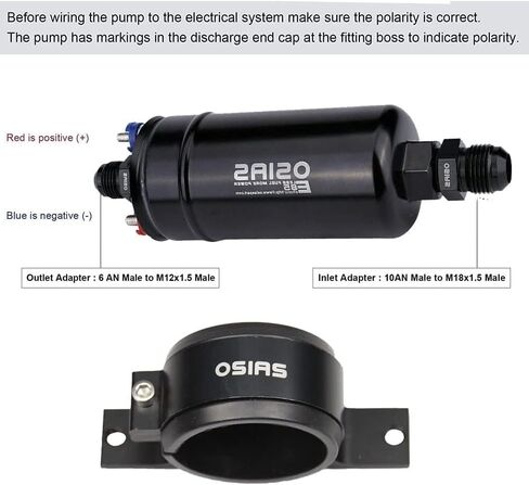 OSIAS OSIAS EXTROM PUMP EFI 380LH 1000HP التدفق المرتفع 12V 145PSI ملاءمة للبنزين الصلبة العالمي لـ AN10 Inlet / AN6 Outlet + Bracket E85 Compliant 044 Style ....... in Saudi Arabia