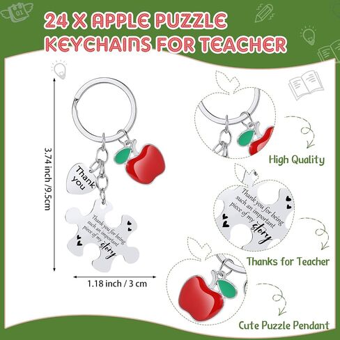 12 Sets Teacher Appreciation Gifts Include Apple Ballpoint Pens Apple Puzzle Keychain with Appreciation Card Gift Bags in Kuwait