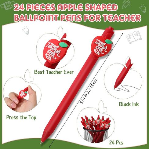 12 Sets Teacher Appreciation Gifts Include Apple Ballpoint Pens Apple Puzzle Keychain with Appreciation Card Gift Bags in Kuwait