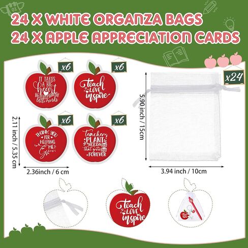 12 Sets Teacher Appreciation Gifts Include Apple Ballpoint Pens Apple Puzzle Keychain with Appreciation Card Gift Bags in Kuwait