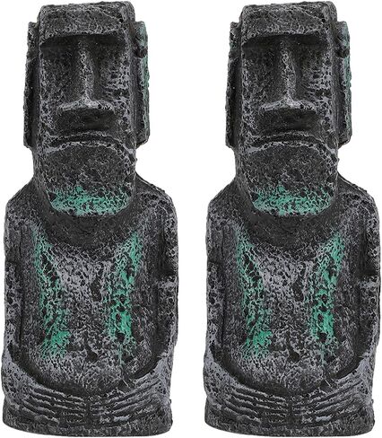 Hapivida Easter Island Statue, Resin Imitation Stone Statues Easter Head Artificial Fish Decorations Lifelike Aquarium Equipment Landscape Resin Ornament in Kuwait