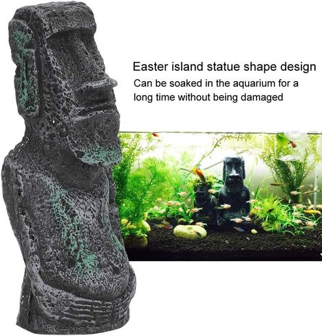 Hapivida Easter Island Statue, Resin Imitation Stone Statues Easter Head Artificial Fish Decorations Lifelike Aquarium Equipment Landscape Resin Ornament in Kuwait