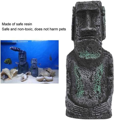 Hapivida Easter Island Statue, Resin Imitation Stone Statues Easter Head Artificial Fish Decorations Lifelike Aquarium Equipment Landscape Resin Ornament in Kuwait