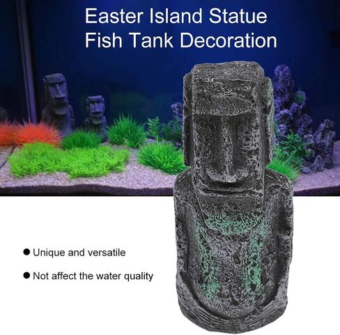 Hapivida Easter Island Statue, Resin Imitation Stone Statues Easter Head Artificial Fish Decorations Lifelike Aquarium Equipment Landscape Resin Ornament in Kuwait