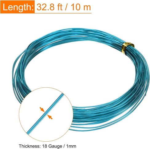 UXCELL 12 GAUGE 2MM سلك تسليح الألومنيوم ، 32.8 قدم (10 م) سلك معدني قابلة للانحناء سلك متسكع لسلسلة المليار in Kuwait